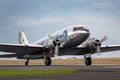 Vintage Douglas DC-3 airliner VH-OVM operated by Air Nostalgia Shortstop jet Charters taxiing at Avalon Airport