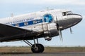 Vintage Douglas DC-3 airliner VH-OVM operated by Air Nostalgia Shortstop jet Charters taxiing at Avalon Airport