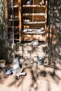 Vintage dovecote with birds in an Armenian restaurant. Royalty Free Stock Photo