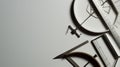 Vintage drafting tools on a neutral background, top view Royalty Free Stock Photo
