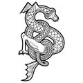 Vintage Dragon. Illustration in the Scandinavian Celtic style