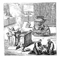 Vintage Drawing of Biblical Israelites Offering or Sacrificing to God Royalty Free Stock Photo