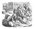 Vintage Drawing of Biblical Story of Massacre of Innocents. Soldiers Killing Babies or Infants, Mothers are Crying.Bible Royalty Free Stock Photo