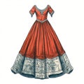 Vintage Dress Illustration In Thomas Nast Style Royalty Free Stock Photo