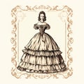Vintage Dress Sketch: Elaborate Engravings And Romanticized Nostalgia