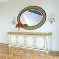 Vintage dressing table with roses on and mirror in carved frame