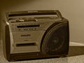 Vintage Dusty old Philips radio with one cassette player with cassette tape.