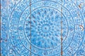 Holland tile dutch pattern old bright multicolored retro painting ornament vintage blue metallic rust round white wall Royalty Free Stock Photo