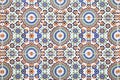 Holland tile dutch pattern old bright multicolored retro painting ornament vintage blue red orange yellow green Royalty Free Stock Photo
