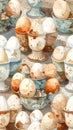 Vintage Easter Eggs in Decorative Holders Collection Royalty Free Stock Photo