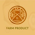 Vintage eco sticker for organic natural farm fresh product. Vector template for local business. Health food store, market concept Royalty Free Stock Photo