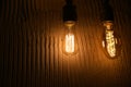 Vintage Edison Type Bulbs on Concrete Background Royalty Free Stock Photo