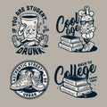 Vintage education monochrome prints