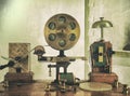 Vintage effect image of an old morse code telegraph machine with bell and brass printer Royalty Free Stock Photo