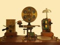 Vintage effect image of an old morse code telegraph machine with bell and brass printer Royalty Free Stock Photo