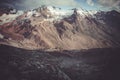 Vintage effect photo of the Palla Bianca massif with glaciers at its feet