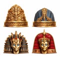 Vintage Egyptian Queens And Pharaohs Helmets - Hyper-detailed Renderings