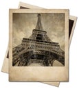 Vintage Eiffel tower instant photo isolated with clipping path included Royalty Free Stock Photo