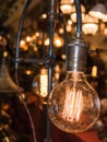 Vintage electric carbon light, amber bulb Filament Royalty Free Stock Photo