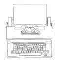 Vintage Electric Typewriter Royal Academy Typewriter with paper hand drawn cute line art vector illustration Royalty Free Stock Photo