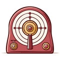 Vintage electronic device illustration cartoon style with circular screen and knobs retro technology concept Royalty Free Stock Photo