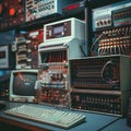 vintage electronic research lab, retro computer device, Control panel