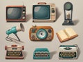 Vintage Electronics and Office Equipment Collection Royalty Free Stock Photo