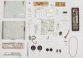 Vintage electronics parts arranged