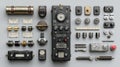 Vintage Electronics Parts Collection with Various Switches and Components Royalty Free Stock Photo