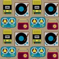 Vintage electronics seamless pattern Royalty Free Stock Photo