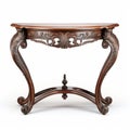 Vintage Elegance: Carved Wood Console Table In Sepia Tone