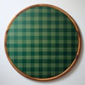 Vintage Elegance: Charming Green-Checked Cloth on a Rustic Wooden Board