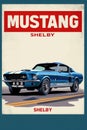 Vintage Elegance on Display: Blue Ford Mustang Shelby, An Icon of American Muscle. Generative AI Royalty Free Stock Photo