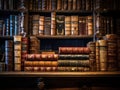 Vintage Elegance: Leather-Bound Books in a Whispering Library