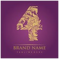 Vintage elegance luxury number 4 monogram logo