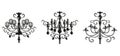 Vintage Elegant chandelier set. Vector Luxury Royal Rich Style decor. Classic lamp illustration sketch Royalty Free Stock Photo