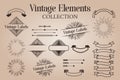 Vintage Elements Collection of Badges, Ribbons, Labels, Arrows, Sun Rays and Dividers Royalty Free Stock Photo