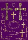 Vintage elements and golden crosses for easter design