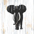 Vintage elephant icon on wooden background Royalty Free Stock Photo