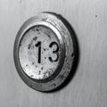 Vintage Elevator Button for the Unlucky Thirteenth Floor Royalty Free Stock Photo