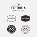 Vintage emblem badge seal stamp mining logo icon vector template set