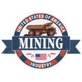Vintage emblem of the mining industry with haul truck, label and badge mining, illustration Royalty Free Stock Photo