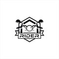 Vintage emblem motorcycle rider club logo design illustration idea