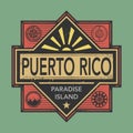 Vintage emblem with text Puerto Rico, Discover the World