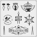 Vintage emblems for forge. Blacksmith labels, badges and design elements.