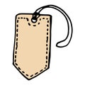 Vintage empty brown gift tag. hand-drawn in the style of doodles, black outline with beige color, rectangular shapes with a