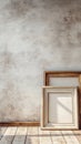 vintage empty picture frames on rustic wall, artistic decor concept Royalty Free Stock Photo