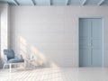 Vintage empty room with blue pastel color 3d render Royalty Free Stock Photo