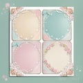 Vintage empty tamplate greeting card with flowers and ribbons in pastel colors Royalty Free Stock Photo