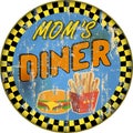 Vintage enamel diner sign, retro style, vector illustration Royalty Free Stock Photo